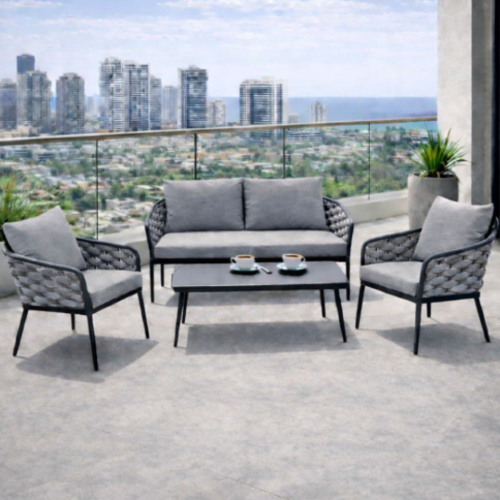 סט ישיבה גן אלגנטו רופליין אפור