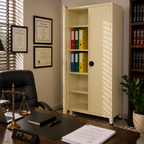 ארון מתכת 2 דלתות צבע קרם