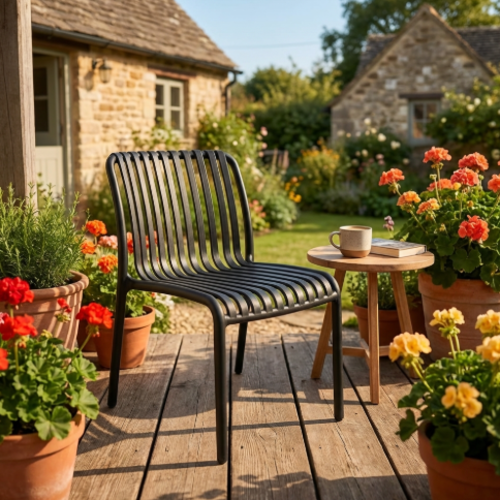 כיסא פלסטיק  ללא ידיות  דגם קליקו  קומפורט - צבע שחור 