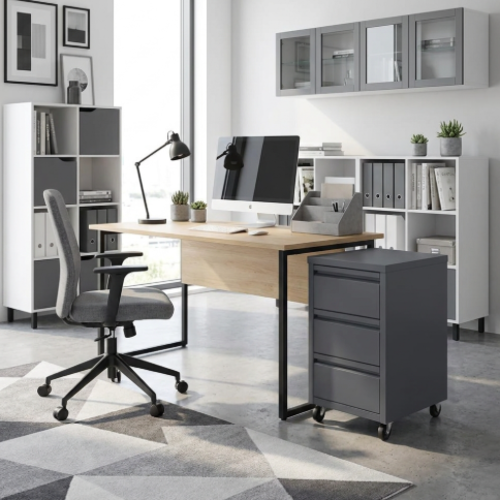 שידה 3 מגירות + גלגלים צבע אפור