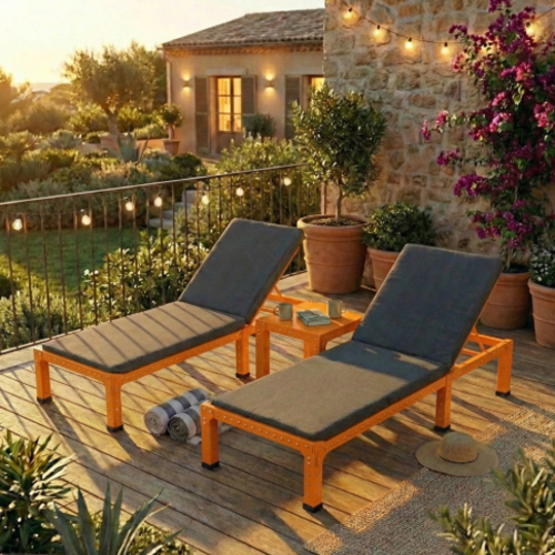 מודומוס TwinWave 192 סט 2 מיטות ושולחן צד - צבע כתום