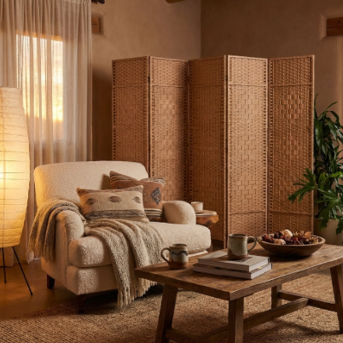 פרגוד מתקפל  5   - כנפיים  נפתח עד 250 ס"מ. מבית H.KLEIN‏ - צבע חום  טבעי