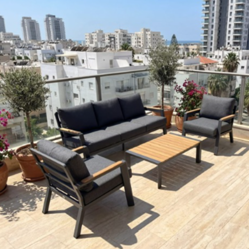 סט ישיבה אלוטרה מעוצב בגוון אפור־יוקרתי