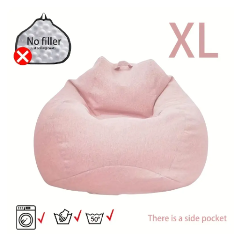 פוף שזלונג בגודל XL – נוחות בהתאמה אישית עם כיס צד - צבע ורוד