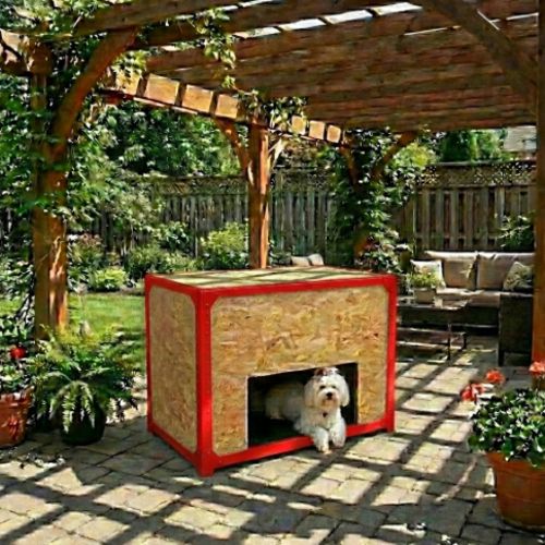 בית מודולרי לחיות מחמד דגם אורבן קיוב צבע אדום