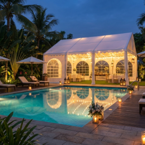 אוהל אירועים והצללה דגם ואלור סקיי 6X6