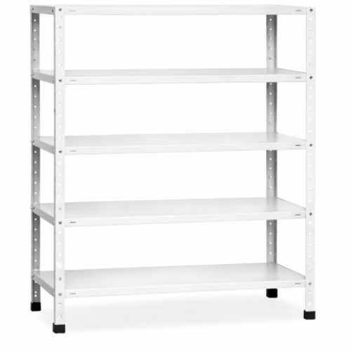 סט מדפי מתכת 5 קומות - צבע לבן