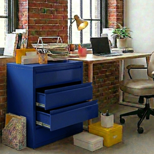 שידה 4 מגירות - צבע כחול ים