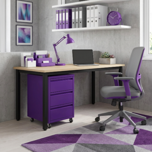 שידה 3 מגירות + גלגלים צבע סגול