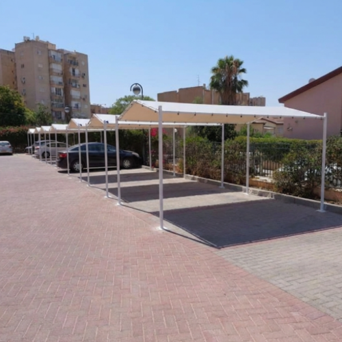 גזיבו חניה 2.5  מטר על 4 מטר כולל גג שימשונית אטום למים( השיפועים לצד ימין ושמאל).