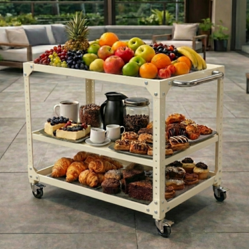 עגלה מודולרית דגם רולינג שף צבע קרם