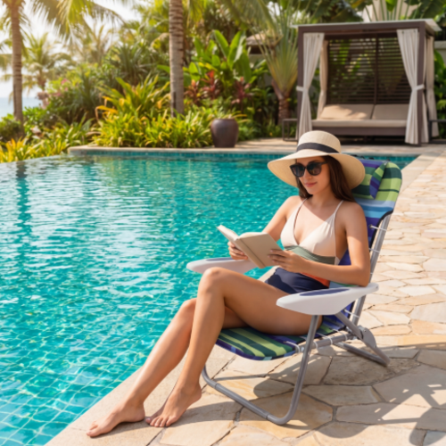 כיסא חוף מתקפל דגם בלו וייב