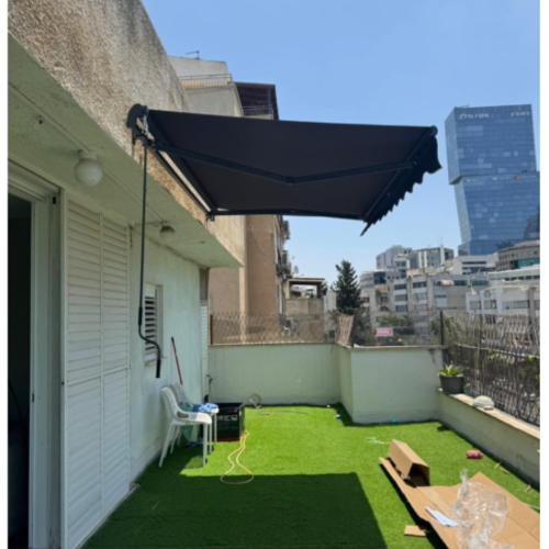 סוכך זרועות ידני 200 ס"מ נפתח  / 250 ס"מ על הקיר . - צבע אפור