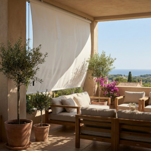 סוכך מסך למרפס/ סלון / מקרן  2.7*1.5 מטר שמנת