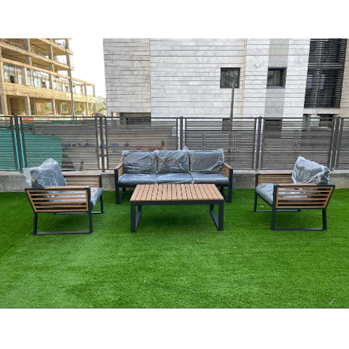 סט אלומניום בשילוב עץ יוקרתי דגם ״עינבר״ - צבע  אפור