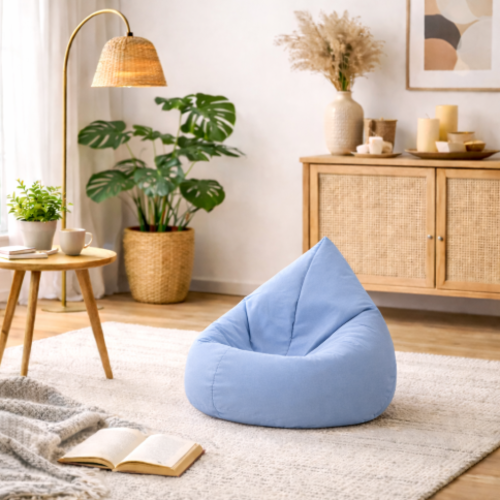  פוף בצורת אגס מבד מיוחד עמיד למים - צבע תכלת