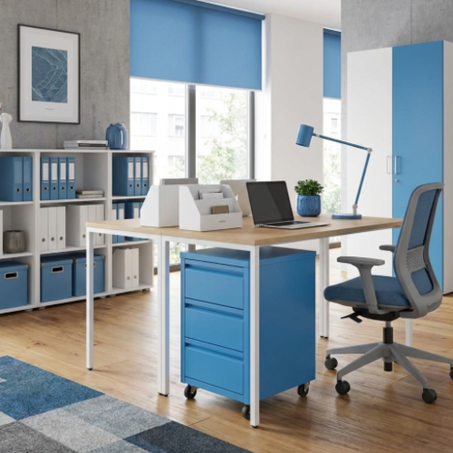 שידה 3 מגירות + גלגלים צבע תכלת 