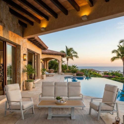 סט ישיבה טבעי יוקרתי "במבוק סנסט ריזורט צבע שמפניה