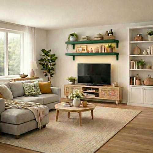 זוג מדפים מעוצבים  25/100 ס"מ - מודומוס SkyLine 110 - צבע ירוק