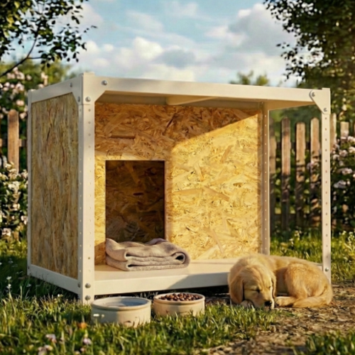 מודומוס דגם נובה־האוס – מלונה מודולרית מעוצבת לכלב קרם