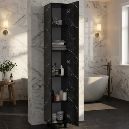 ארון דלת אחת 6100BK דגם יהלי - צבע שחור שיש