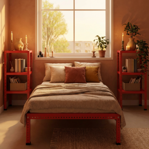 מיטה מודרנית כולל2 שידות בצבע אדום דגם אורבולייט יאנג