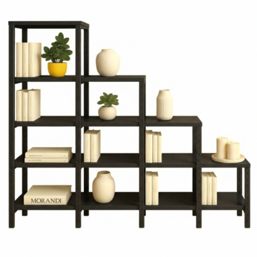 מזנון / ספריה ממתכת  מודולרי אורך 240 ס"מ עומק 40 ס"מ גובה כללי 140 ס"מ צבע שחור 