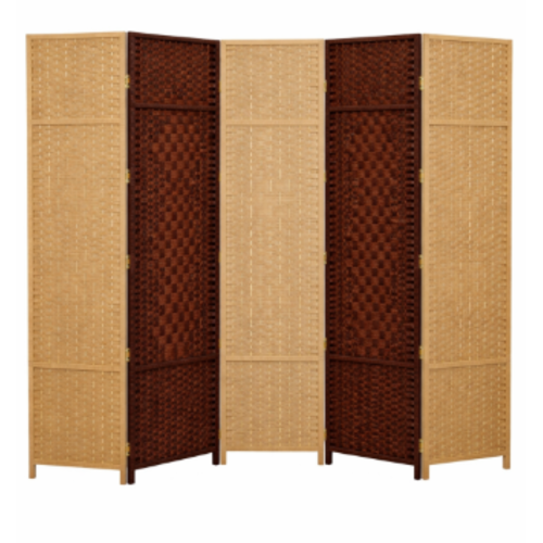 פרגוד מתקפל 5   - כנפיים  נפתח עד 250 ס"מ. מבית H.KLEIN‏ - צבע טבעי וחום