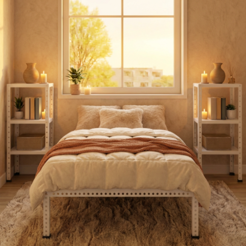 מיטה מודרנית כולל2 שידות בצבע לבן דגם אורבולייט יאנג