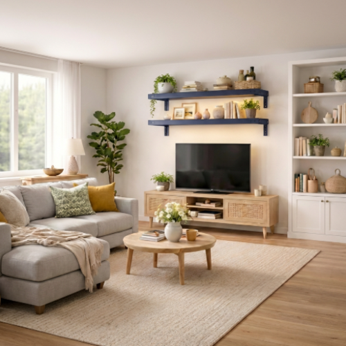 זוג מדפים מעוצבים  25/100 ס"מ - מודומוס SkyLine 110 - צבע כחול