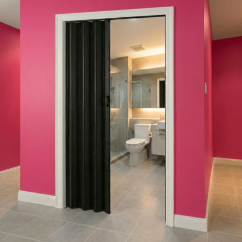 דלת אקורדיון הרמוניקה - צבע שחור