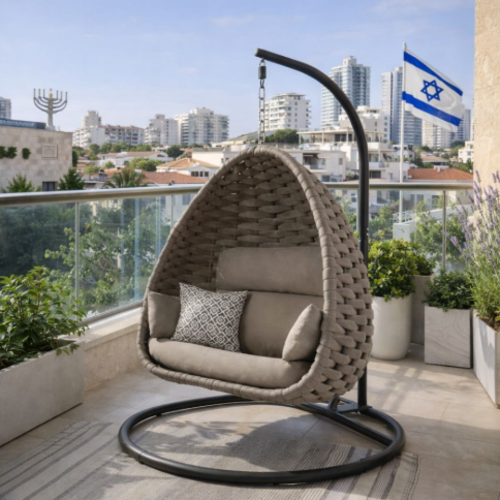 ערסל זוגי תלוי “לגונה רילקס” בעיצוב יוקרתי צבע שמפניה 