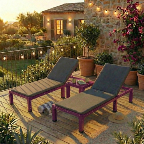 מודומוס TwinWave 192 סט 2 מיטות ושולחן צד - צבע סגול