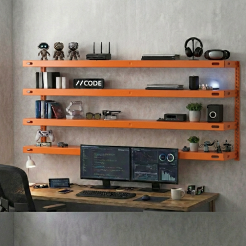 מערכת מדפי קיר מודולרית “ארטיקו 4” 25/100 ס"מ - צבע כתום