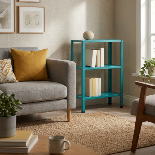 ספריית מתכת מודרנית ואלגנטית דגם אורבה - צבע טורקיז 30/60/60