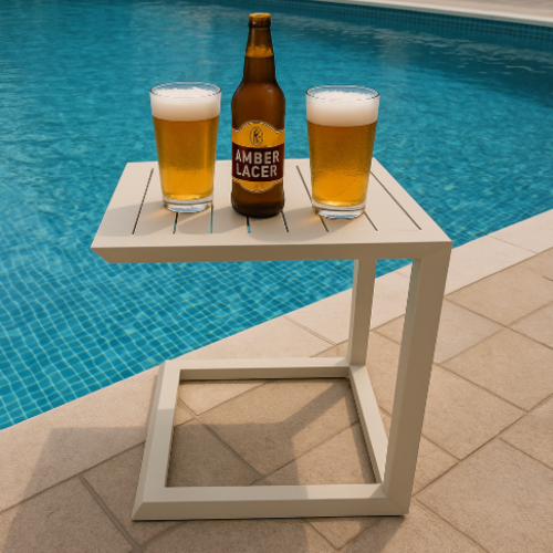 שולחן צד אלומיניום בעיצוב מודרני – דגם VERTU - צבע בז