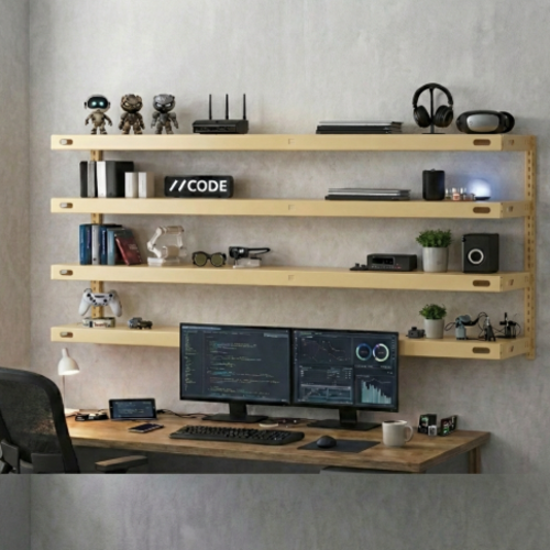 מערכת מדפי קיר מודולרית “ארטיקו 4” 25/100 ס"מ - צבע קרם