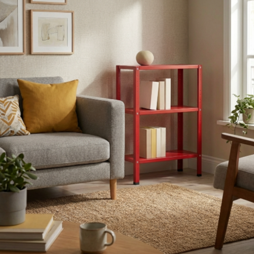 ספריית מתכת מודרנית ואלגנטית דגם אורבה - צבע אדום 30/60/60