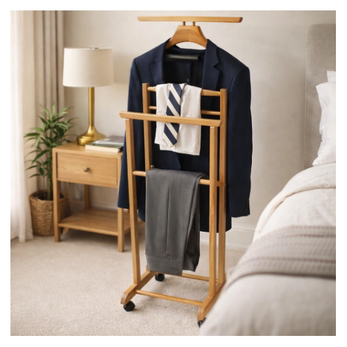 קולב חליפה לחדר שינה  משודרג - צבע טבעי