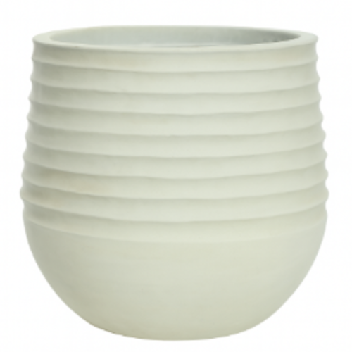 כד עגול פלסטיק דמוי אבן צבע אופווייט 39*39*51 סמ