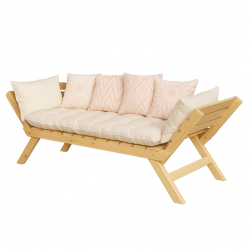 ספסל מעוצב מרופד לבית ולגינה, דגם NEST צבע אורן 