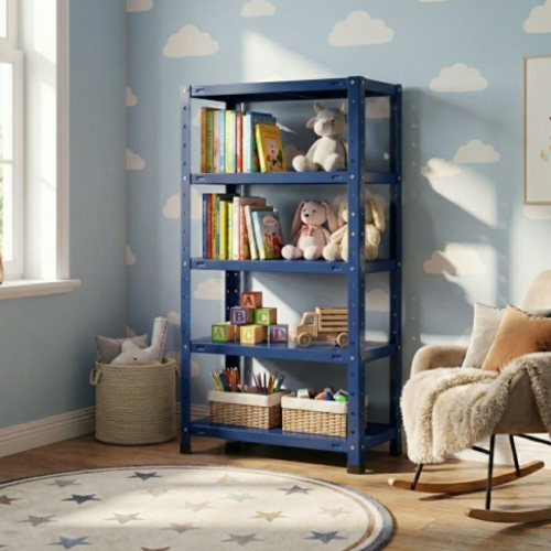 מדף מתכת מודולרי ואסתטי בעיצוב נקי ו דגם פלקסו 5 - צבע כחול 30/60/80