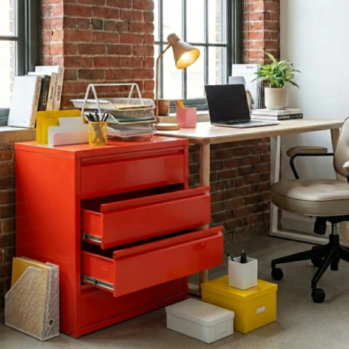 שידה 4 מגירות - צבע אדום