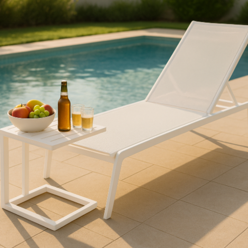 שולחן צד אלומיניום בעיצוב מודרני – דגם VERTU - צבע לבן