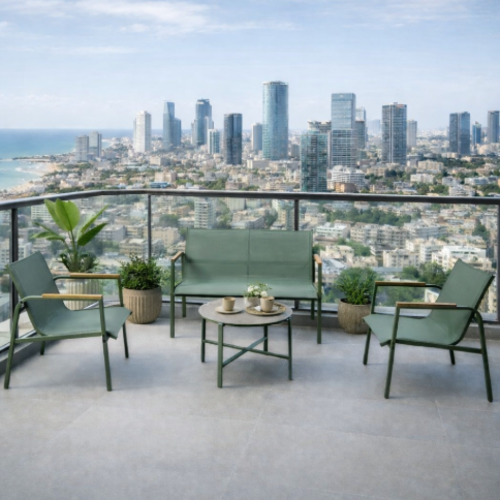 סט ריהוט גינה דגם פוסטרי - צבע ירוק