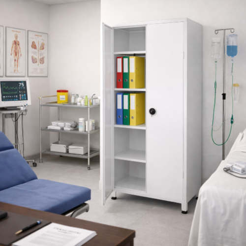 ארון מתכת 2 דלתות צבע לבן