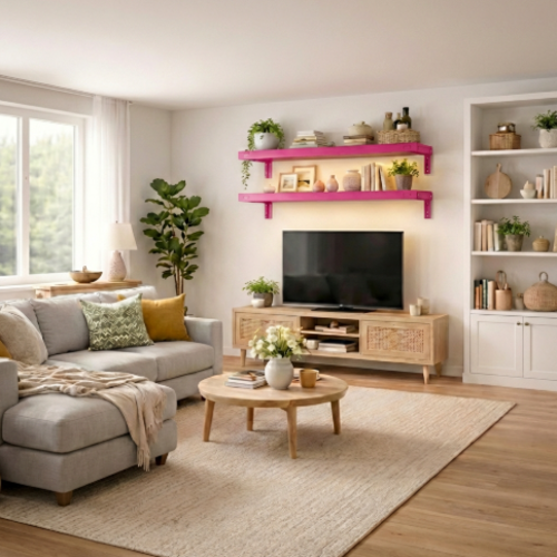 זוג מדפים מעוצבים  25/100 ס"מ - מודומוס SkyLine 110 - צבע ורוד