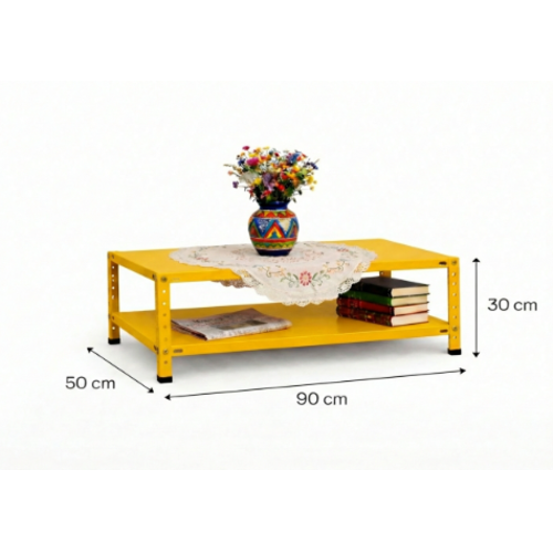 שולחן סלון מתכת 60/90 /50 צבע צהוב
