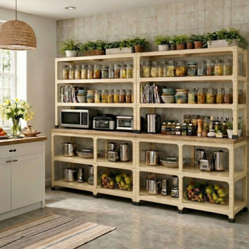 ספריית מטבח מודולרית מודומוס "ספייס-שף 240" צבע קרם