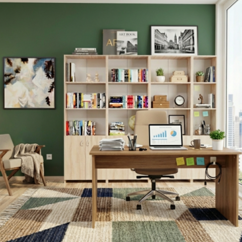 ספריית קיר מודולרית אברהםXL צבע אלון